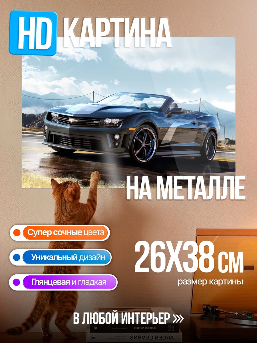 Картина на металле Черный кабриолет