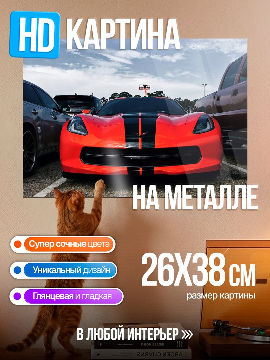 Картина на металле Красный спорткар