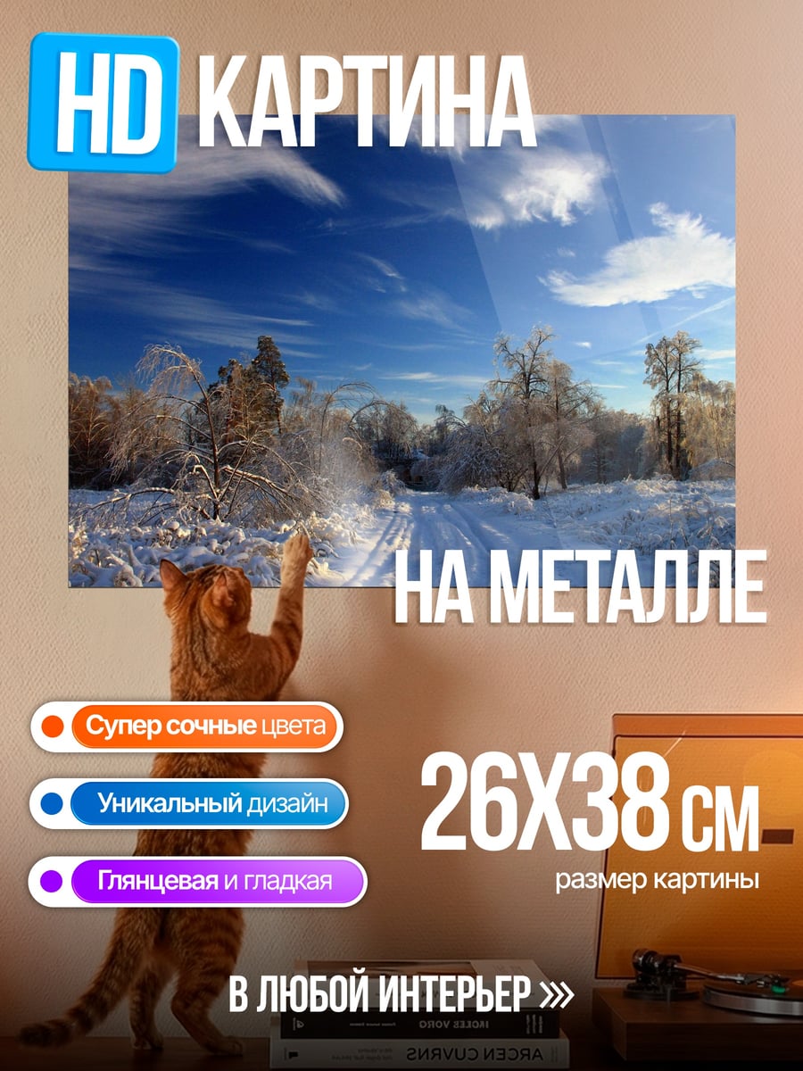 Картина на металле Зимний лес