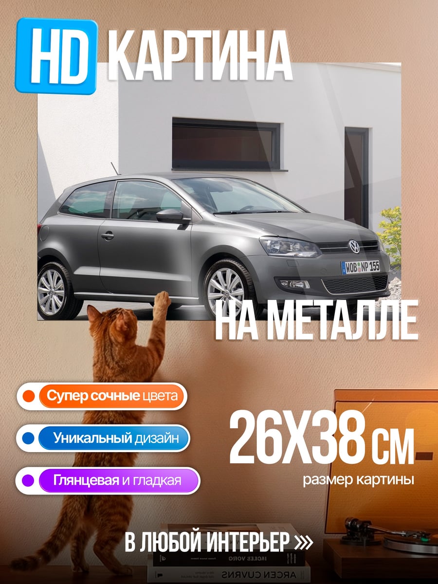 Картина на металле Серый хэтчбек