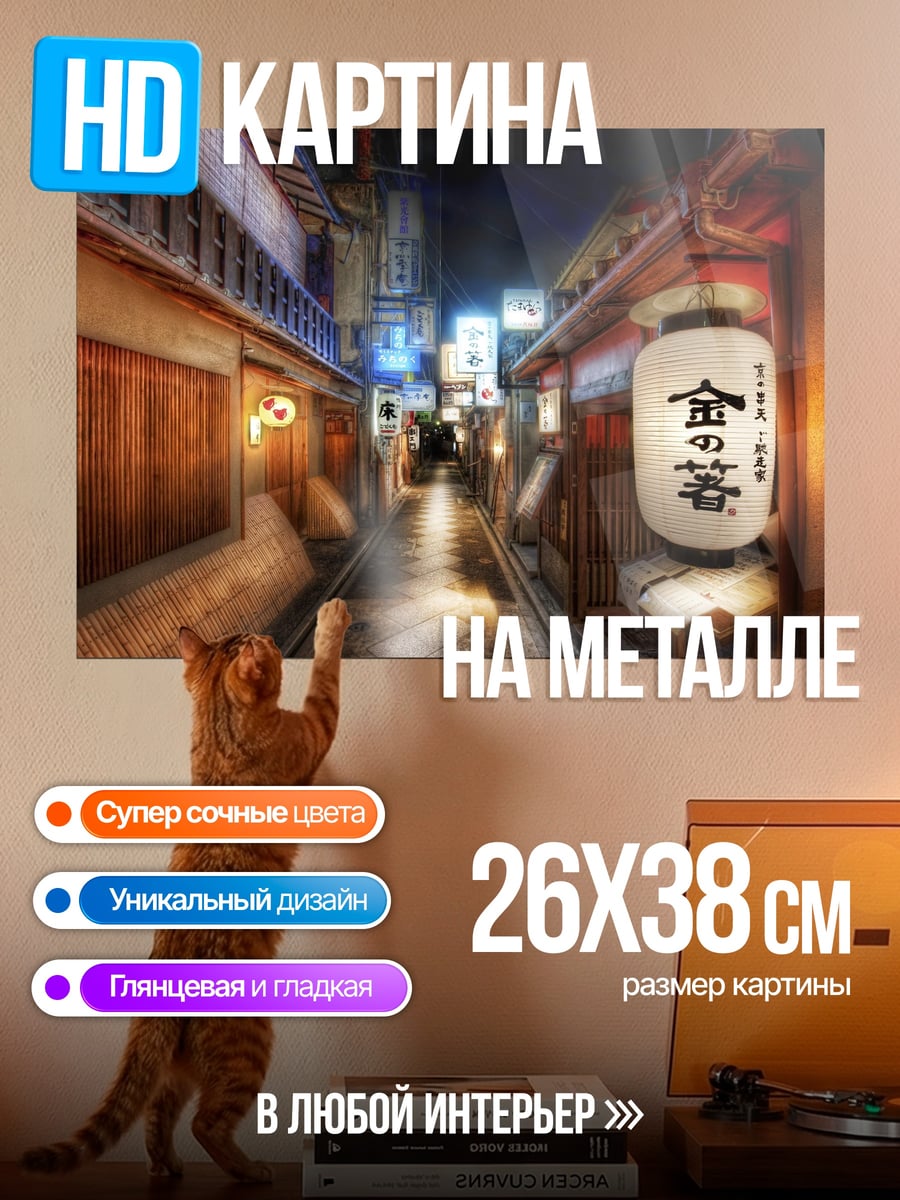 Картина на металле Японская улица
