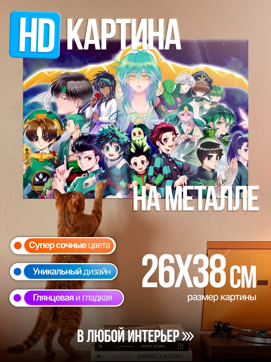 Картина на металле Коллекция аниме героев