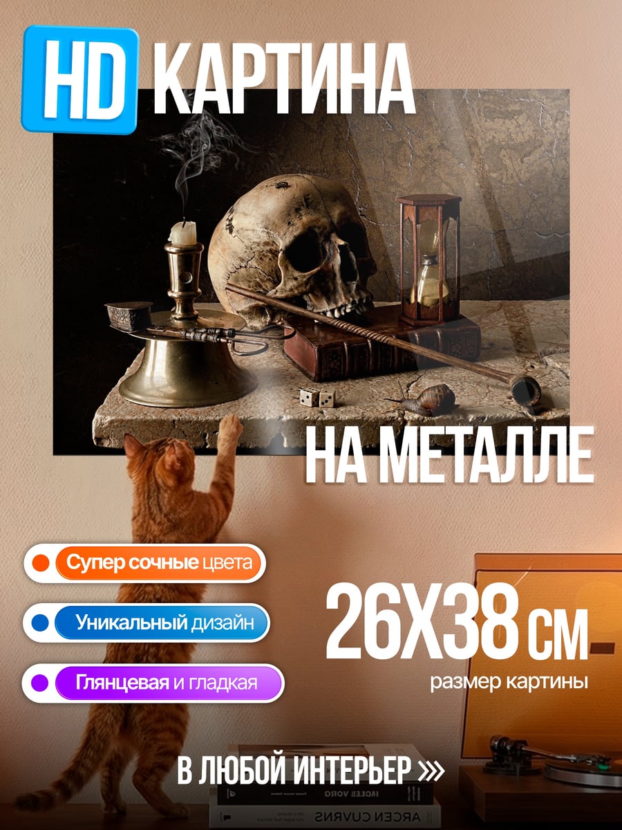 Картина на металле Натюрморт с черепом