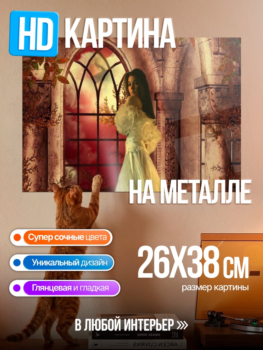 Картина на металле Девушка в замке
