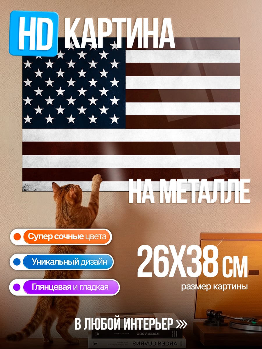 Картина на металле американский флаг