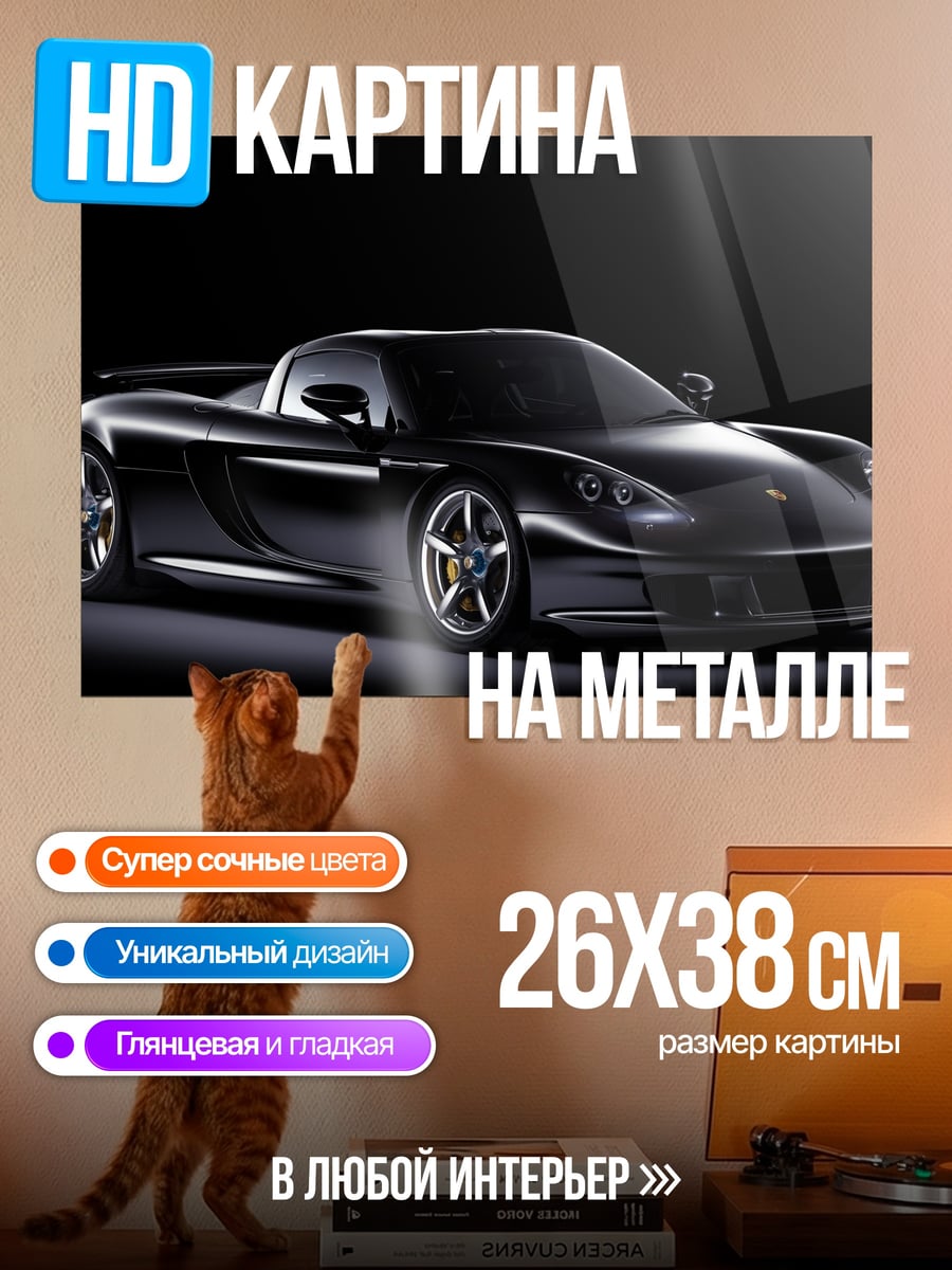 Картина на металле Черный спорткар