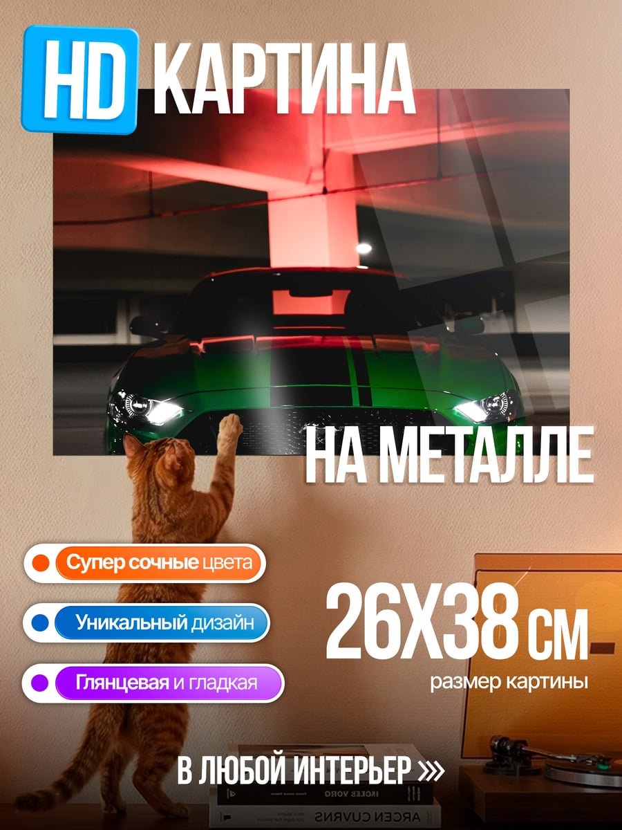 Картина на металле Зеленый мустанг