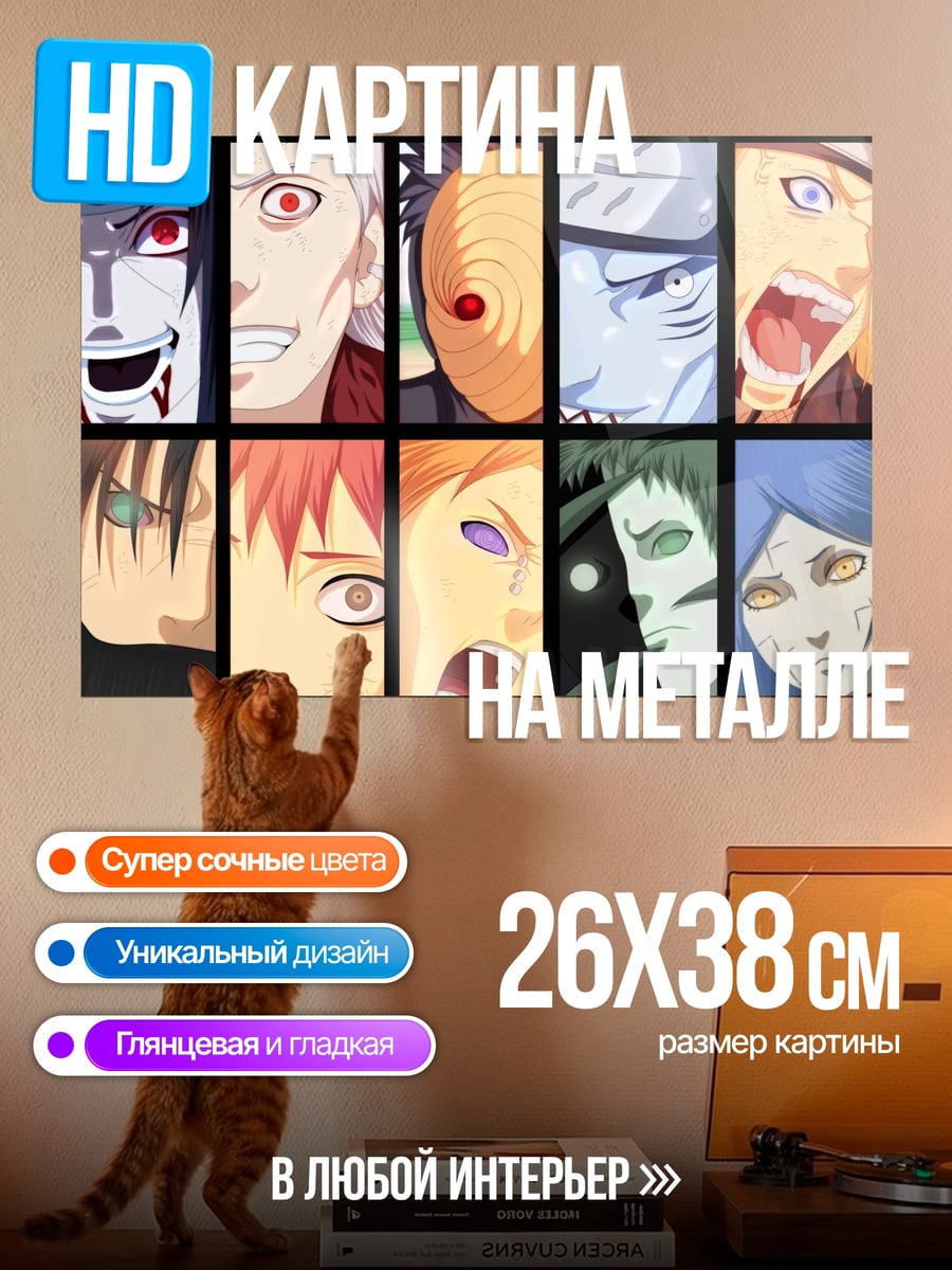 Картина на металле Лица аниме злодеев