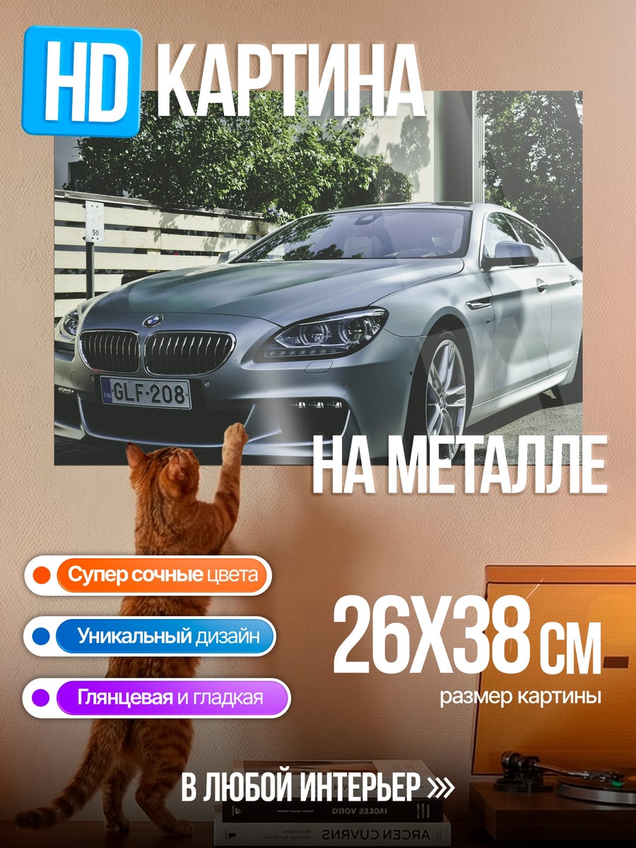 Картина на металле Серебристый BMW
