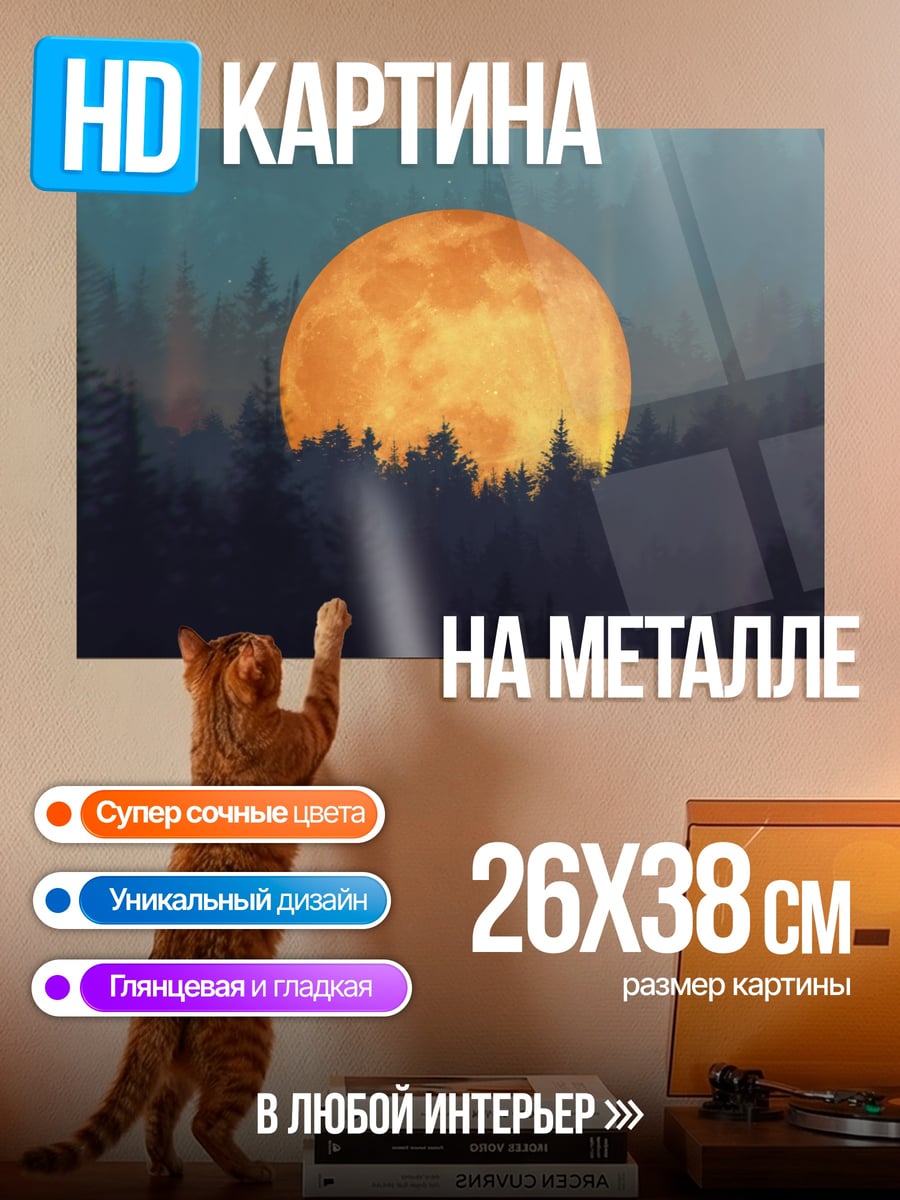 Картина на металле Оранжевая луна