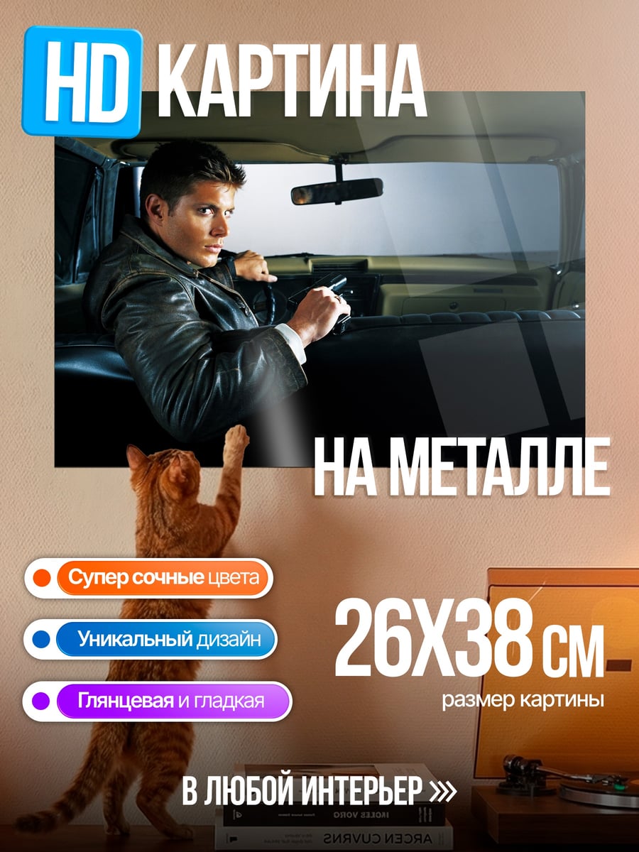 Картина на металле мужчина в машине