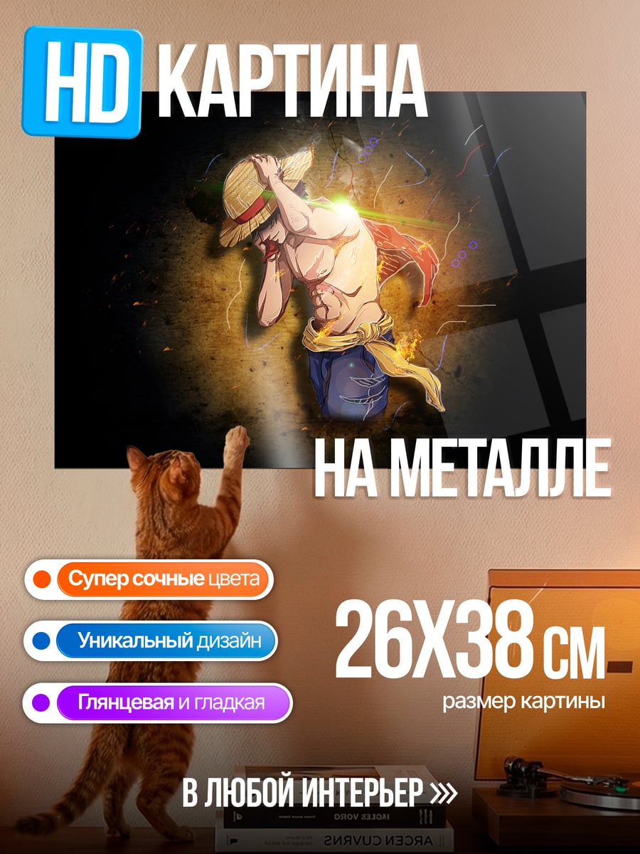 Картина на металле Луффи в бою