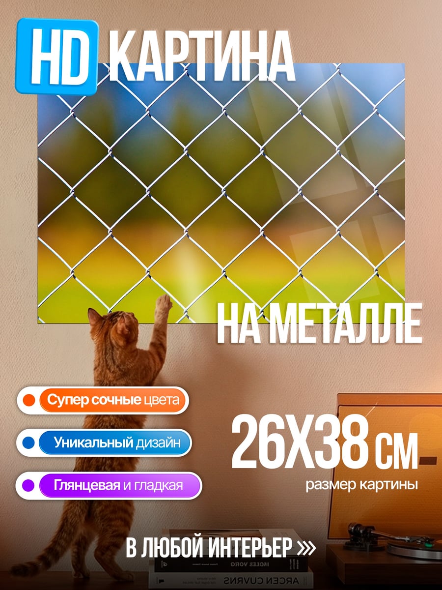 Картина на металле Забор и поле