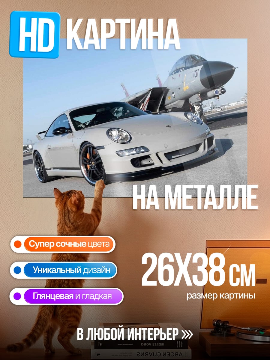 Картина на металле Porsche и самолет