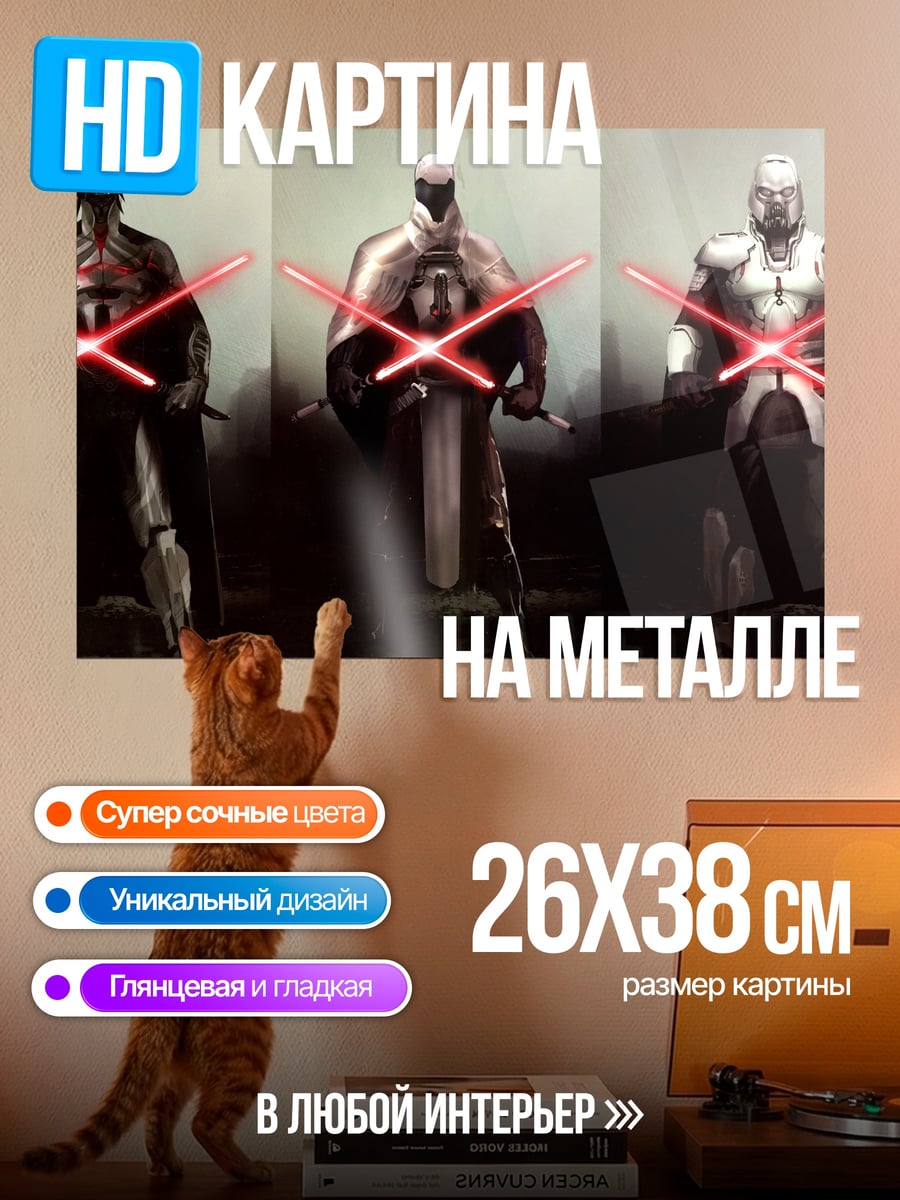 Картина на металле Ситхи с мечами
