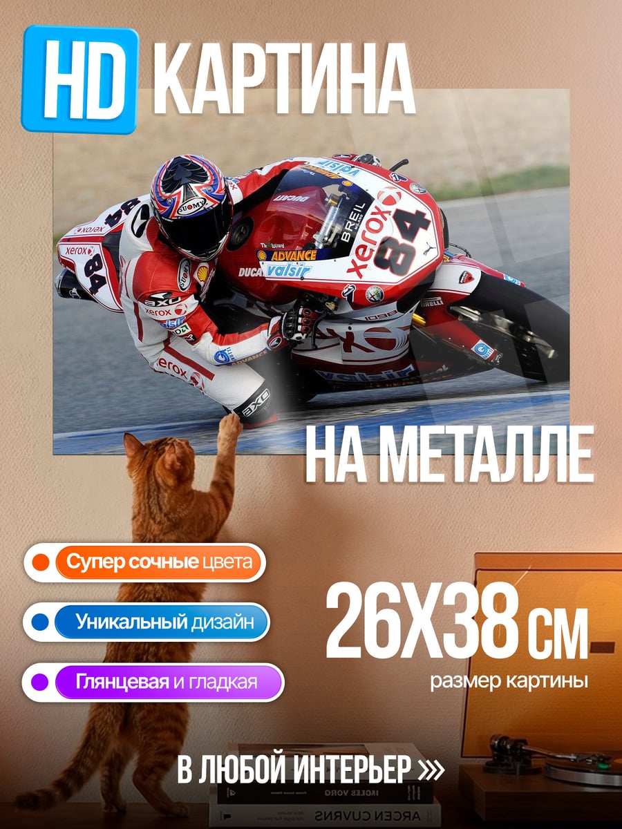Картина на металле гоночный мотоцикл Xerox