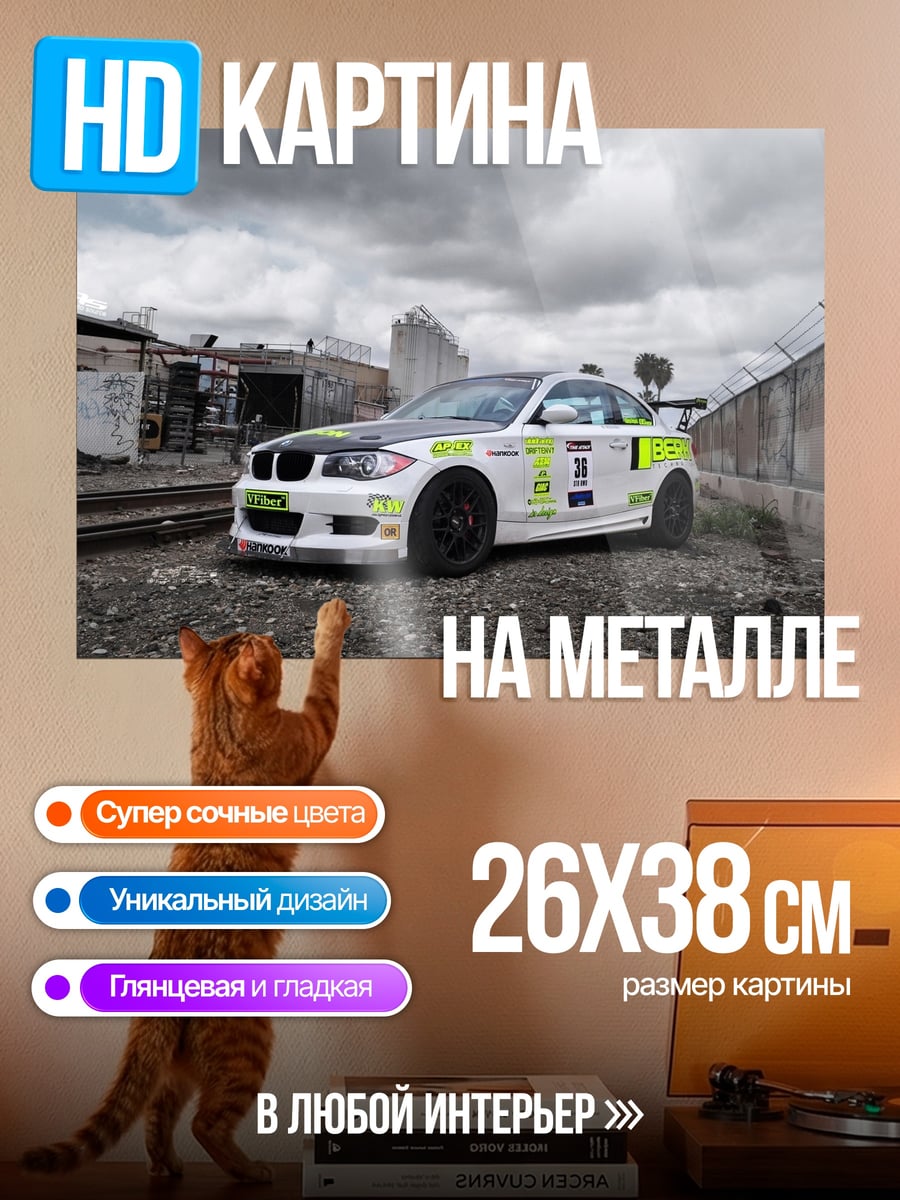Картина на металле гоночный автомобиль BMW