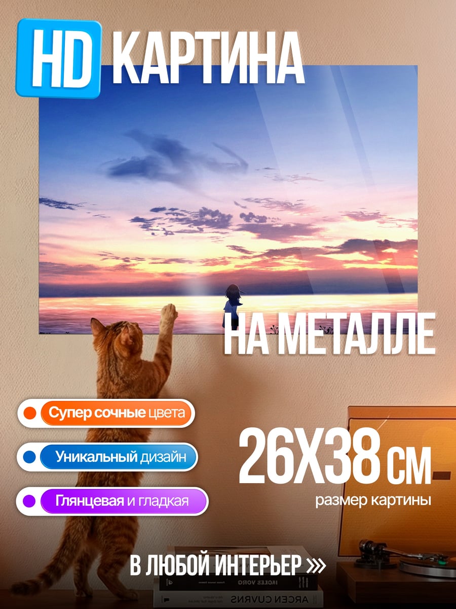 Картина на металле Девушка на закате
