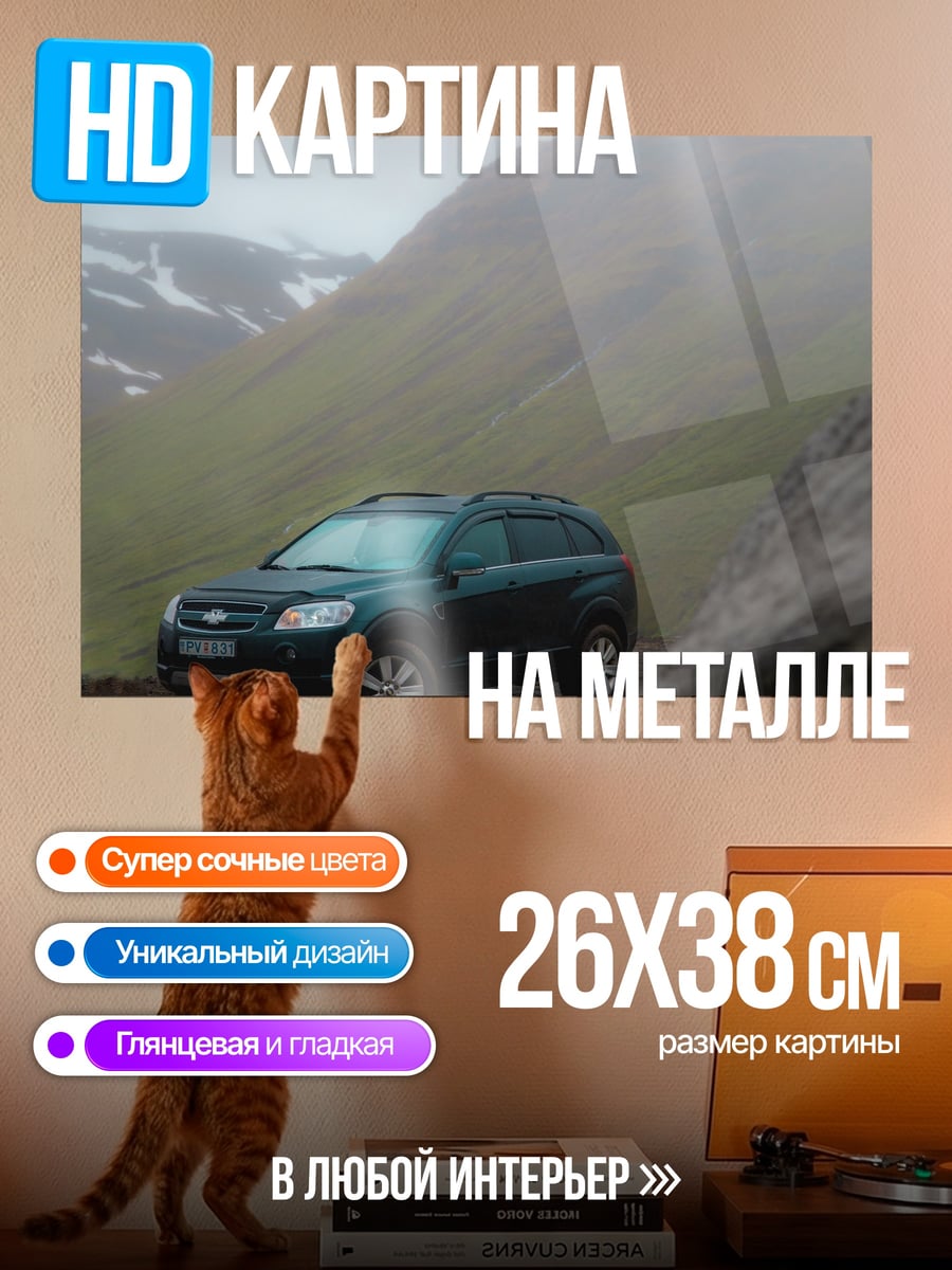Картина на металле Автомобиль в тумане