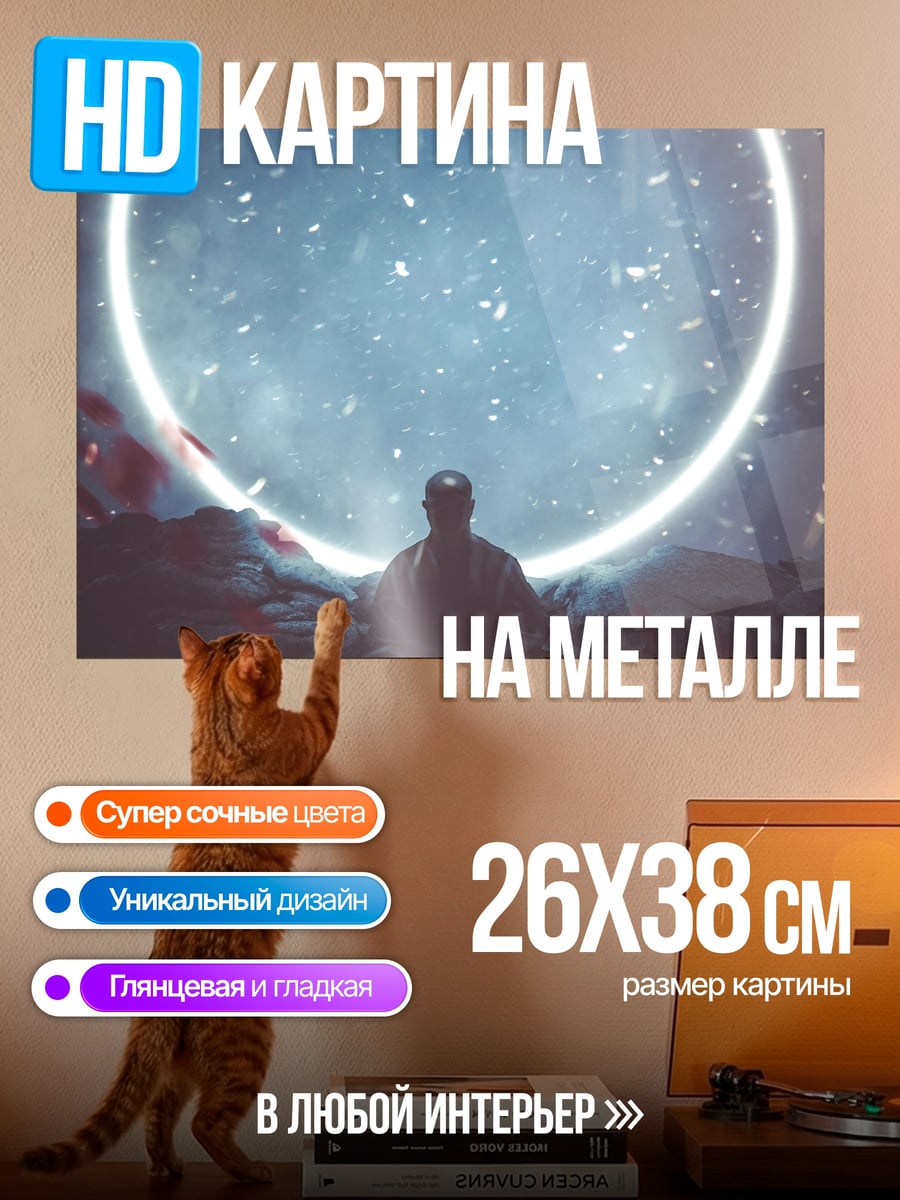 Картина на металле Человек у кольца