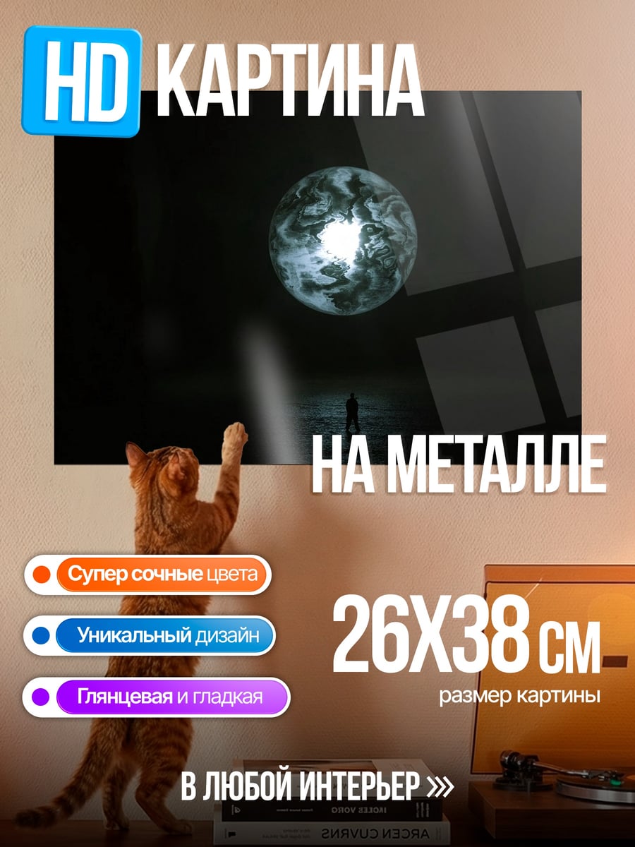 Картина на металле Человек смотрит на землю