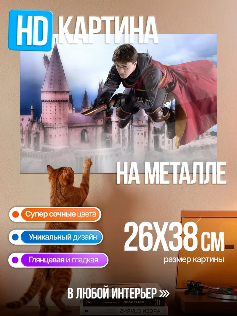 Картина на металле Хогвартс полеты
