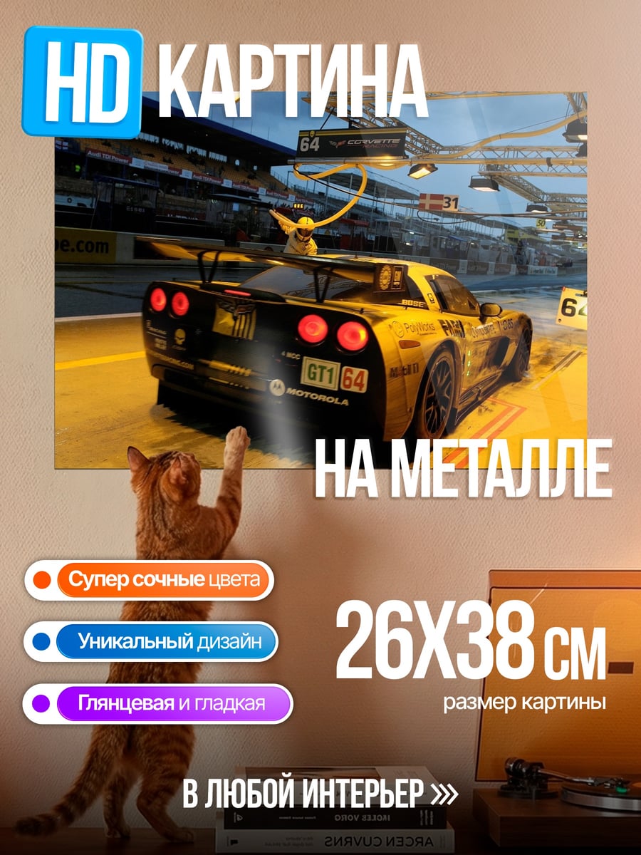 Картина на металле Гоночный автомобиль Corvette