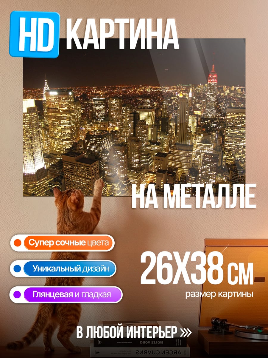 Картина на металле Ночной город