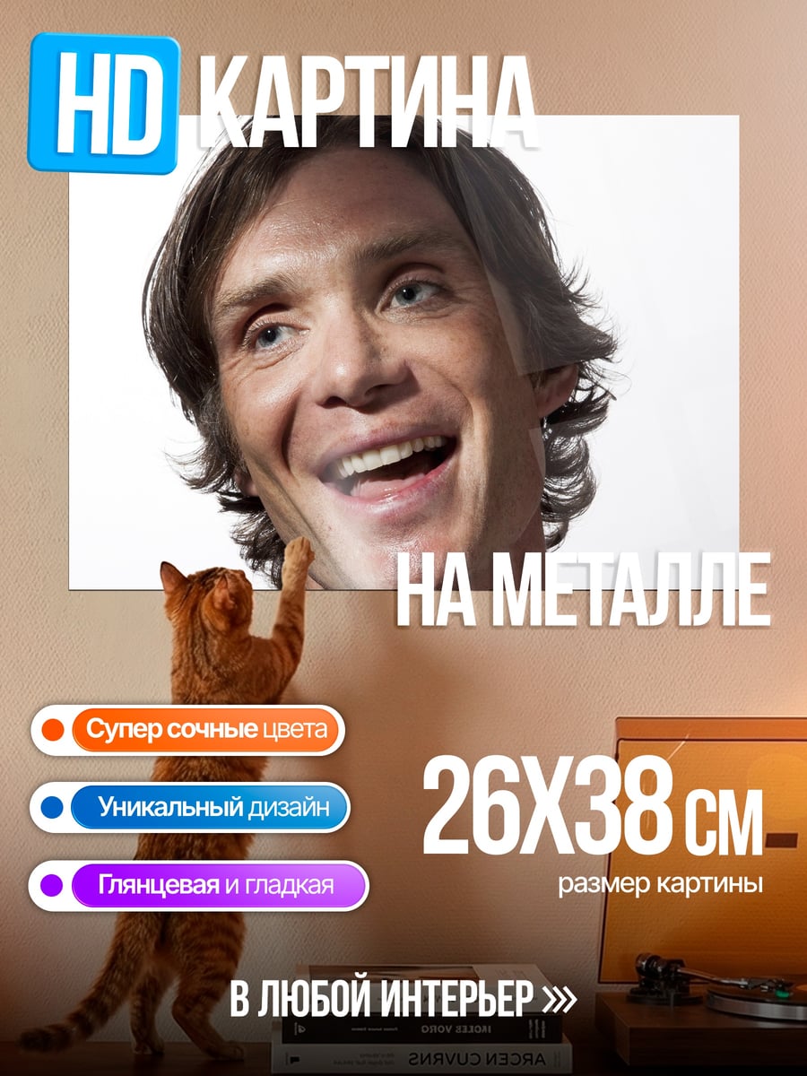 Картина на металле Килиан Мёрфи Улыбка