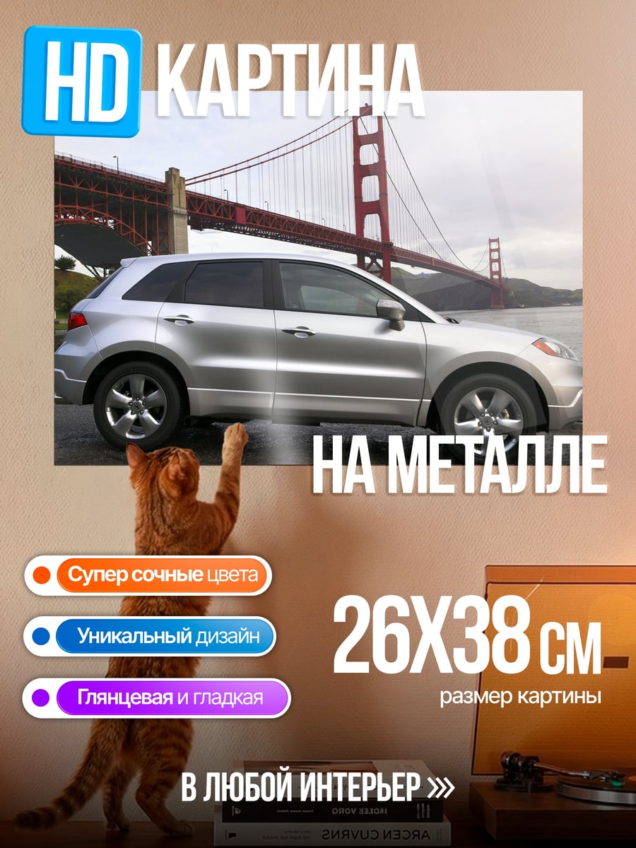 Картина на металле Золотые Ворота Авто