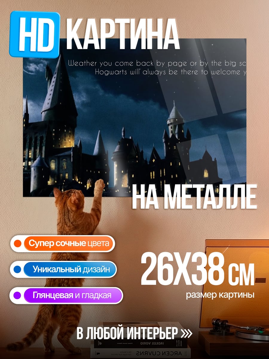 Картина на металле Хогвартс ночью