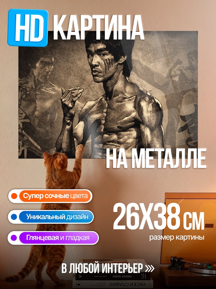 Картина на металле Брюс Ли