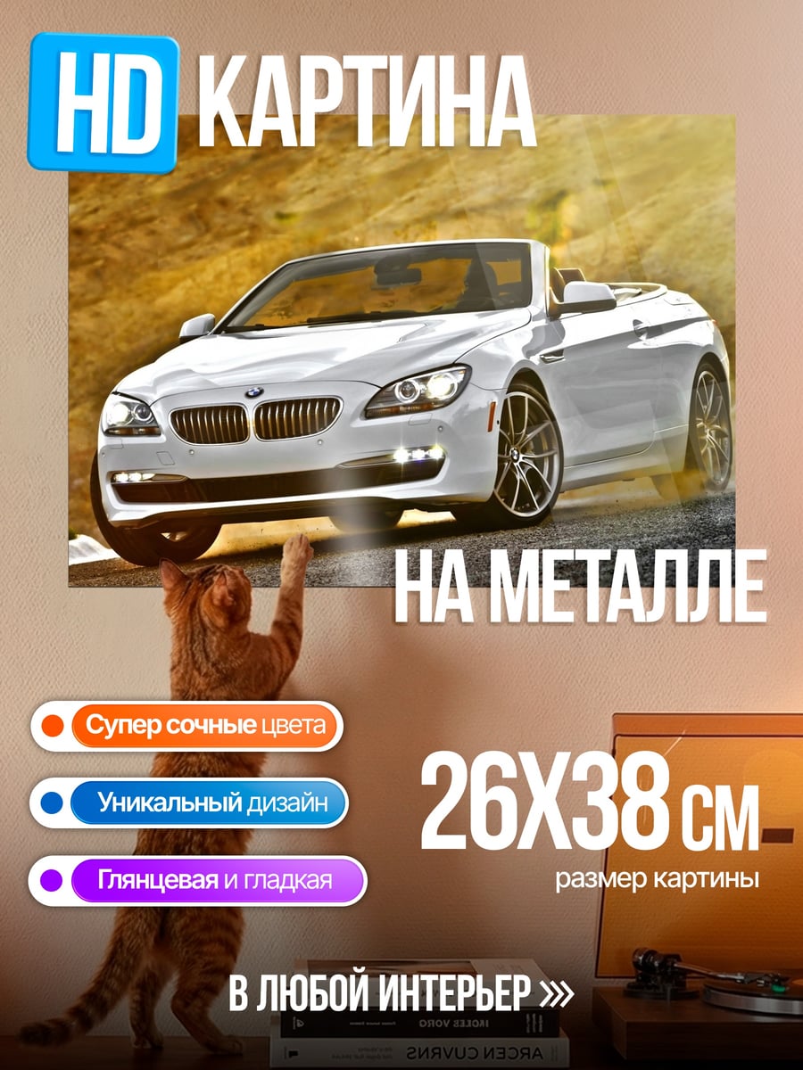 Картина на металле Белый BMW