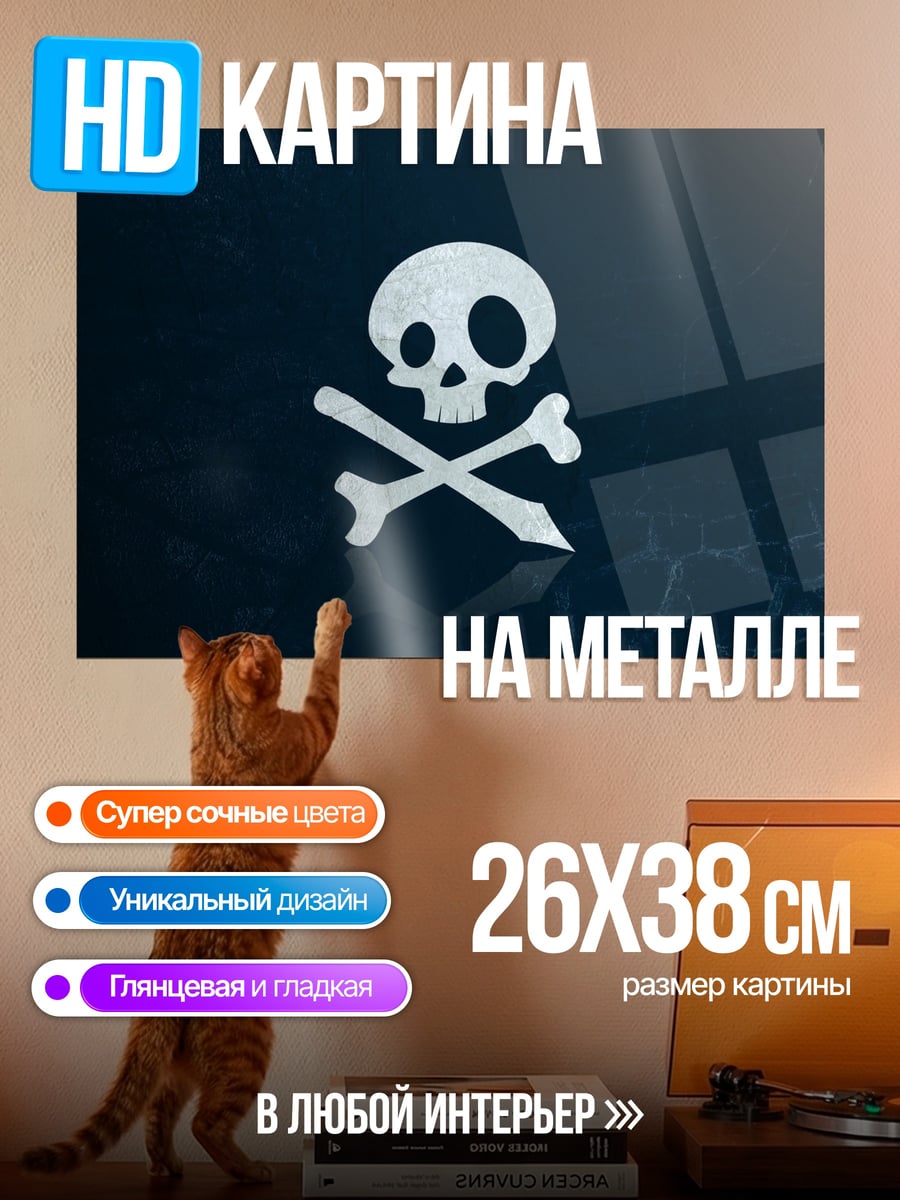 Картина на металле Череп и кости