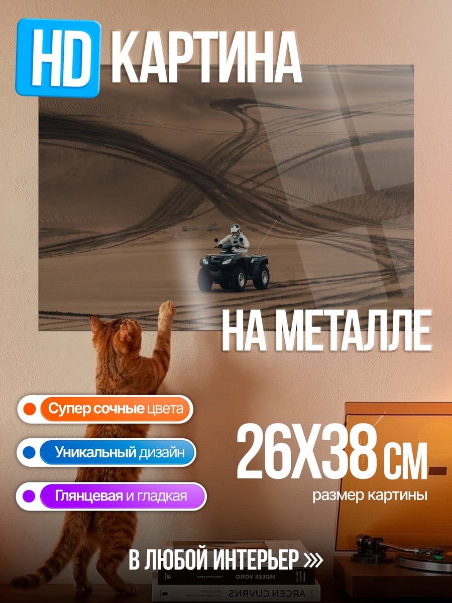 Картина на металле Квадроцикл в пустыне