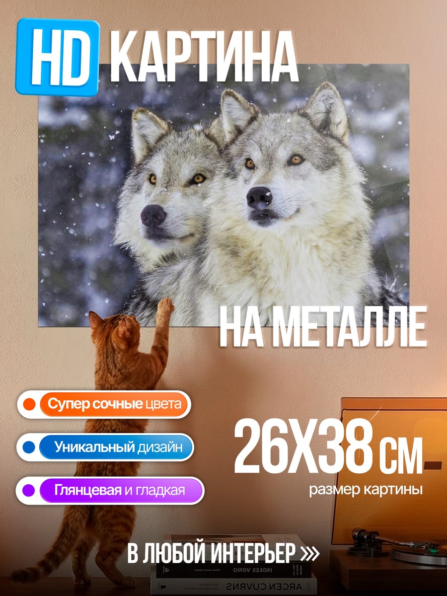 Картина на металле Пара волков