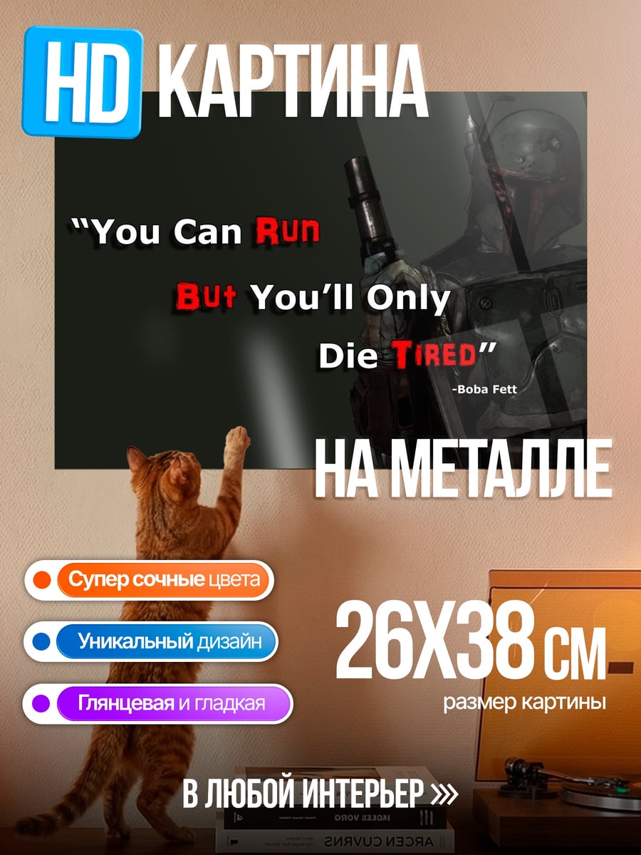 Картина на металле Мандалорец Умри Уставшим