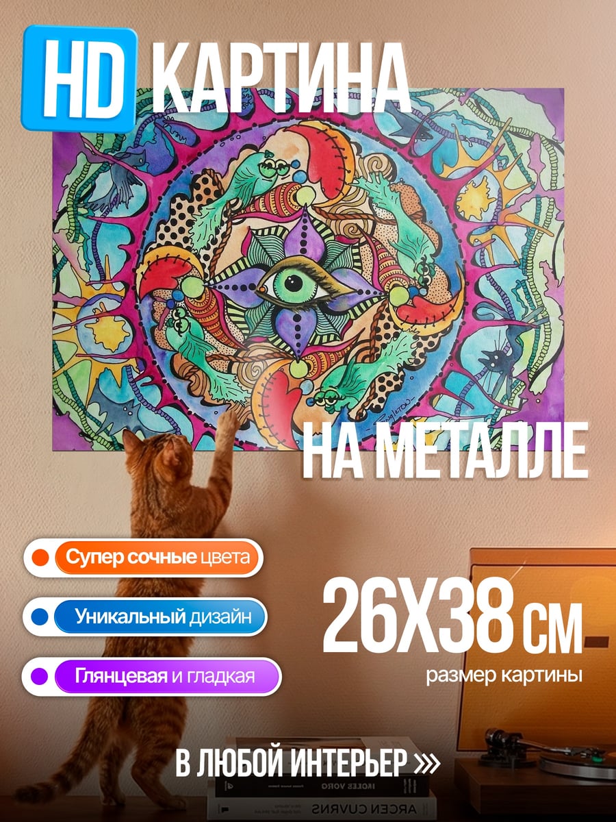 Картина на металле Мандала с глазом
