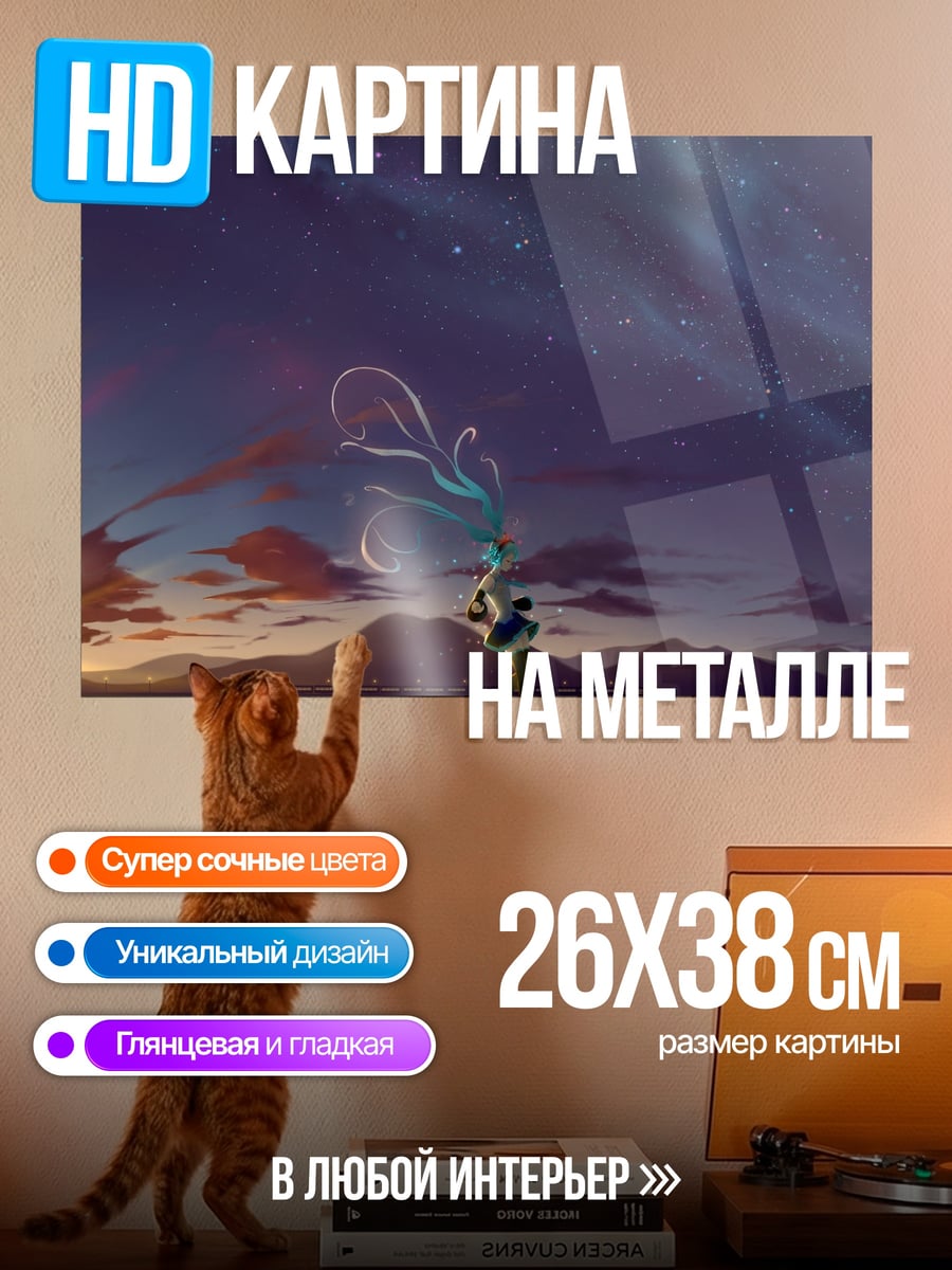 Картина на металле Девушка под звездами