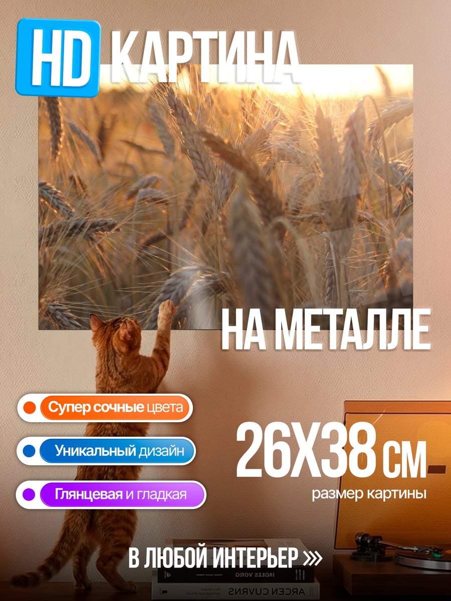 Картина на металле Золотое поле пшеницы