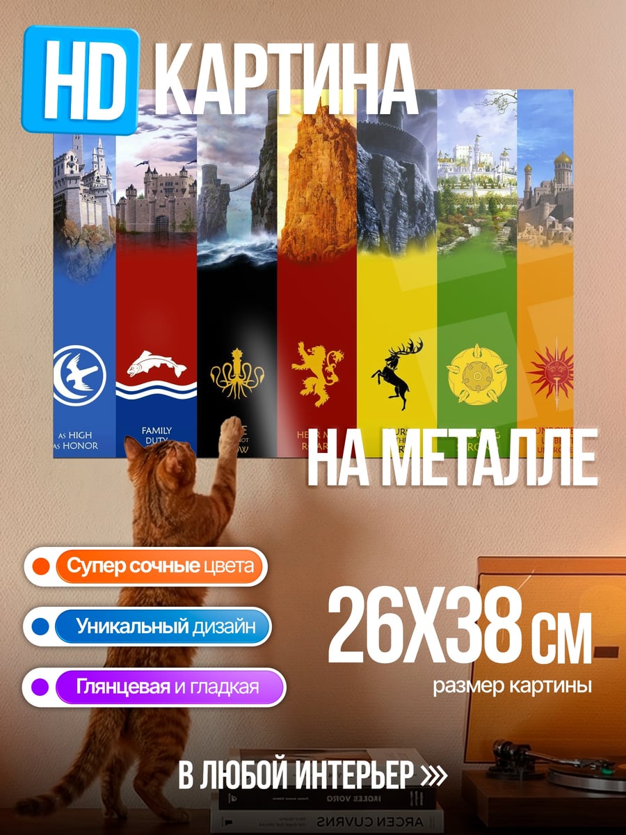 Картина на металле Гербы домов Вестероса