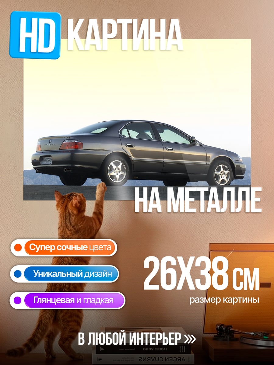Картина на металле Серый седан