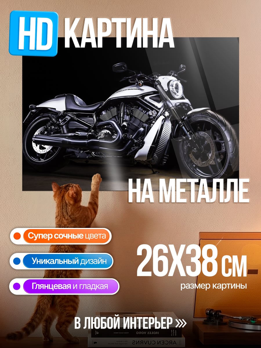 Картина на металле Кастомный мотоцикл