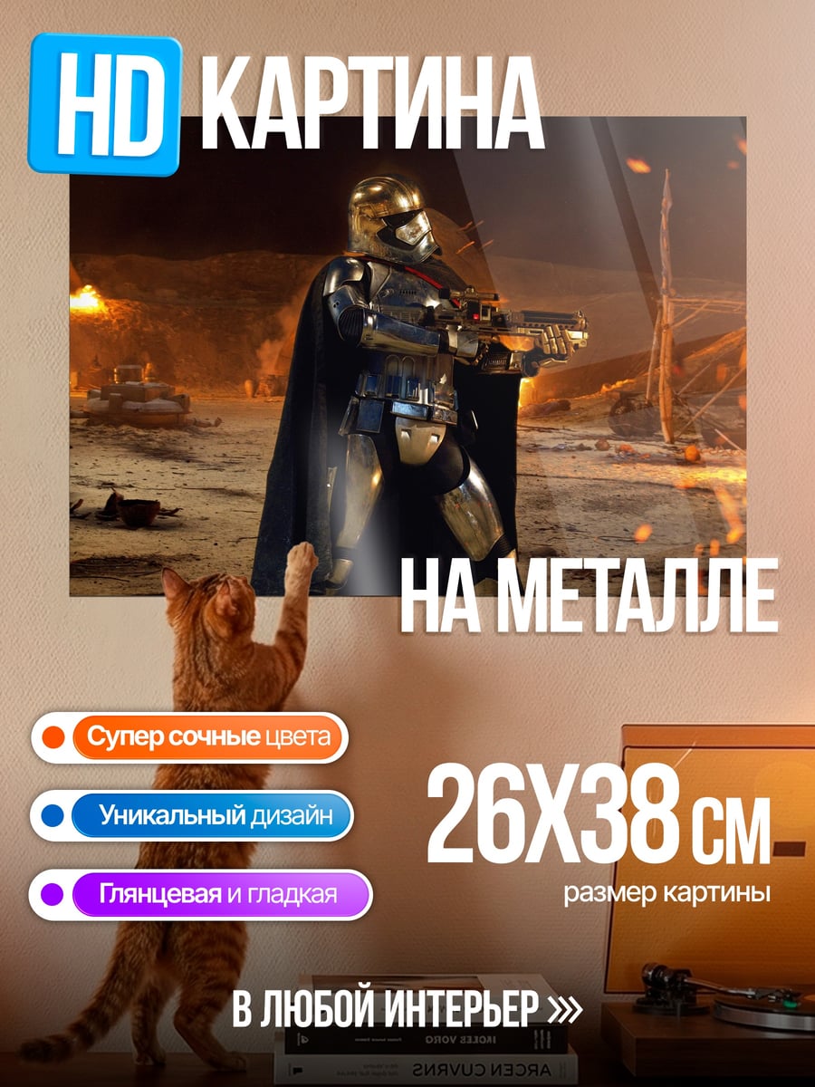 Картина на металле золотой штурмовик