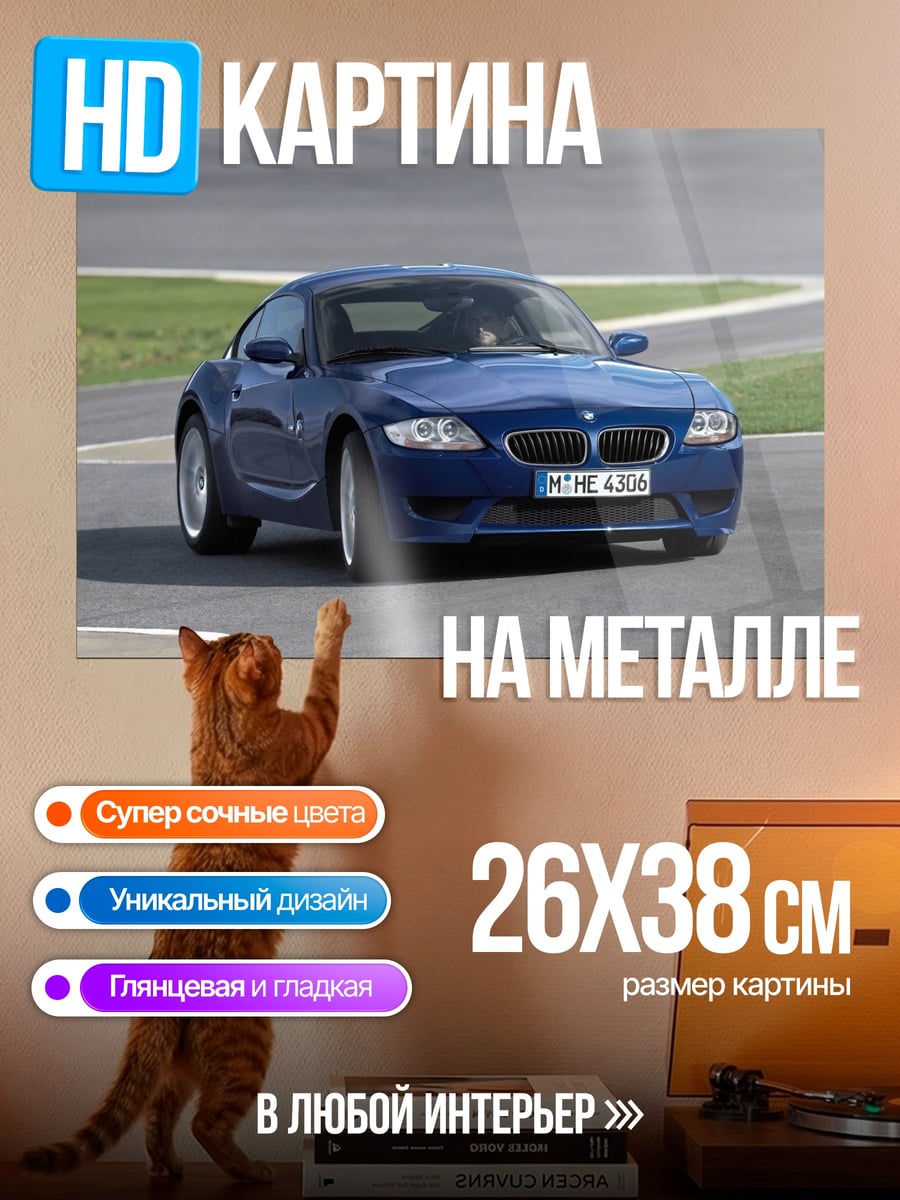Картина на металле синий BMW Z4