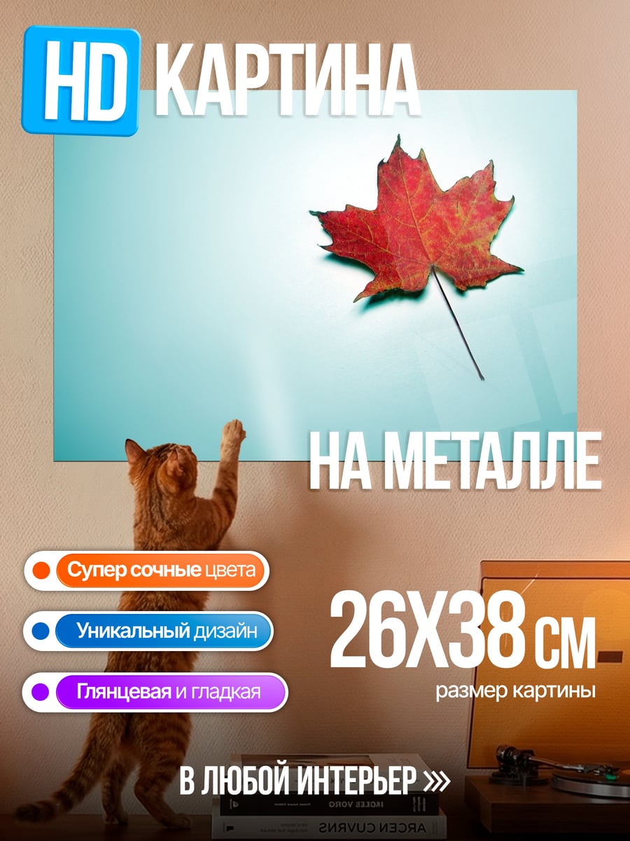 Картина на металле Кленовый лист осенью