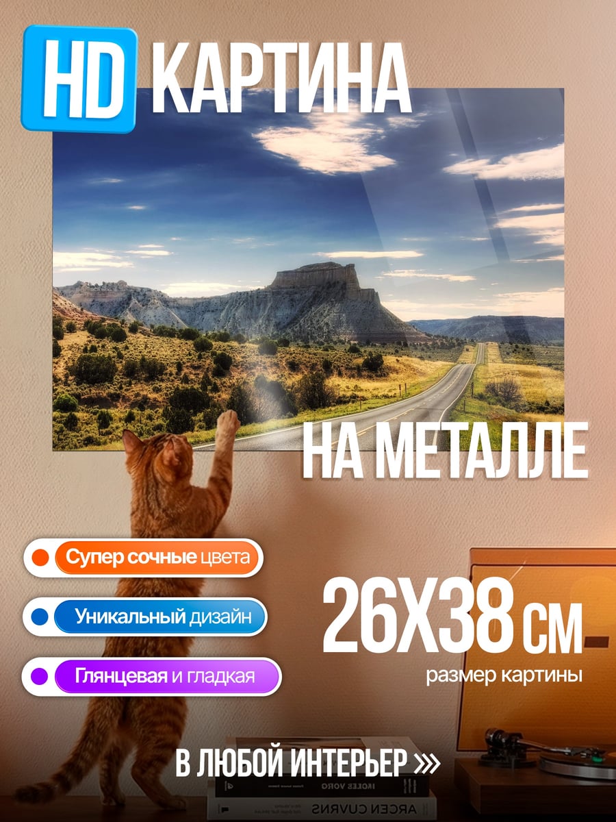 Картина на металле Пустая дорога