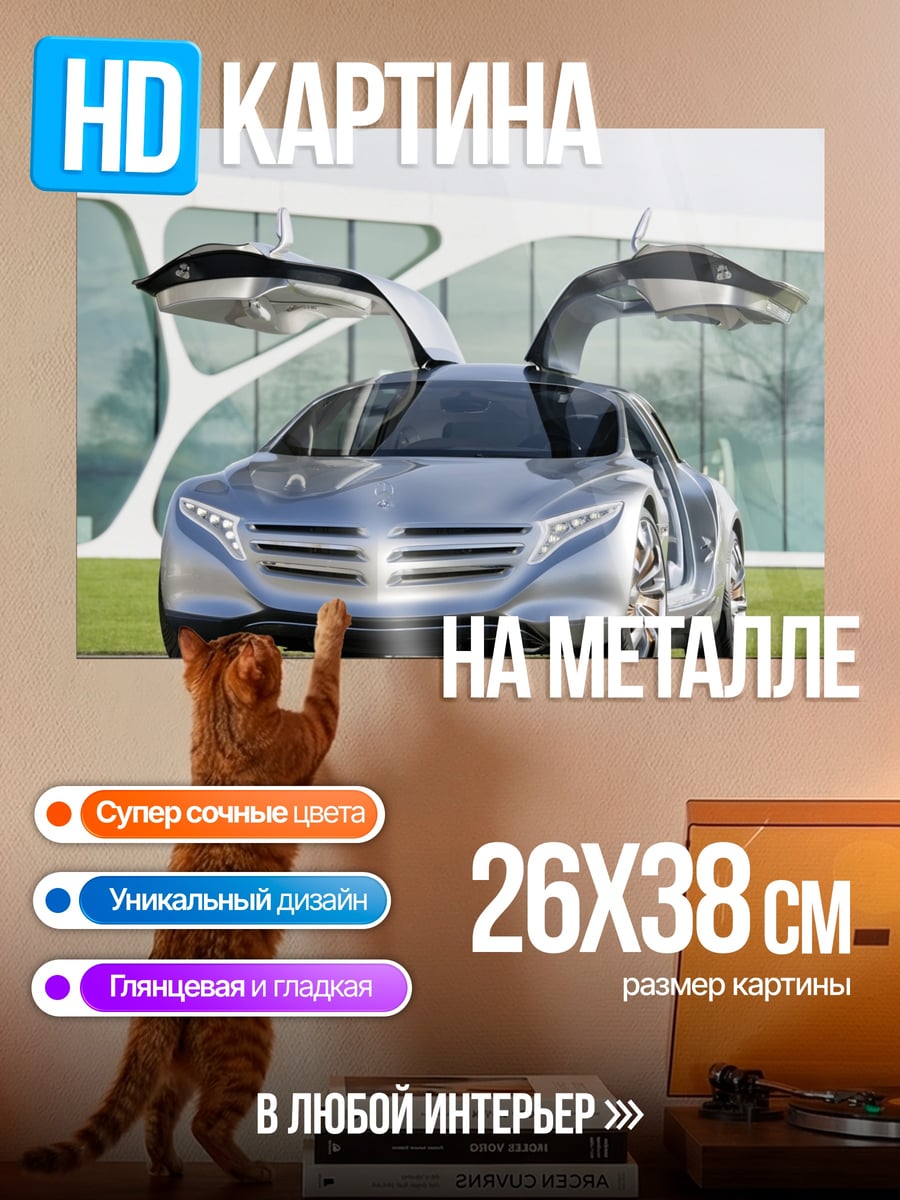 Картина на металле Серебристый концепткар
