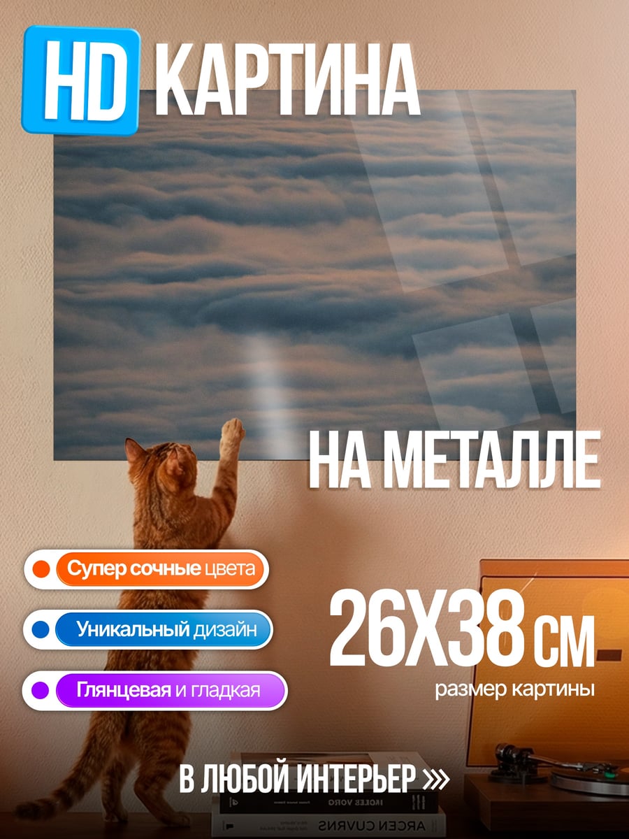 Картина на металле Одинокий человек в облаках