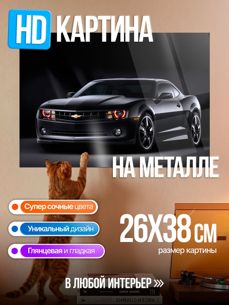 Картина на металле Черный спорткар